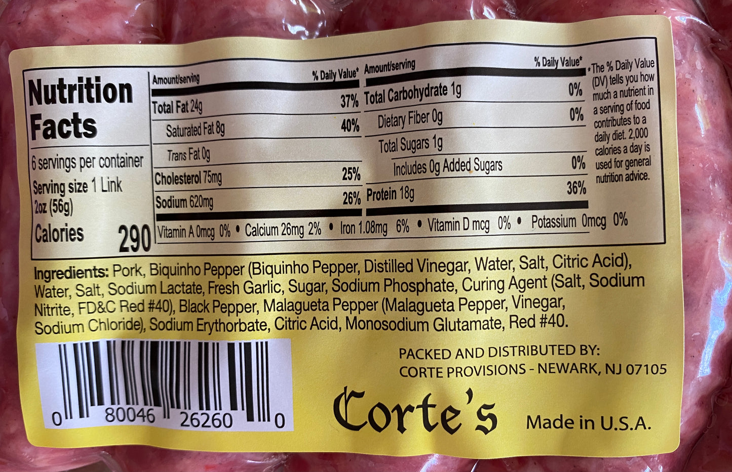 Toscana sausage with pout peppers Cortes 14oz