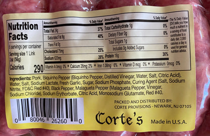 Toscana sausage with pout peppers Cortes 14oz